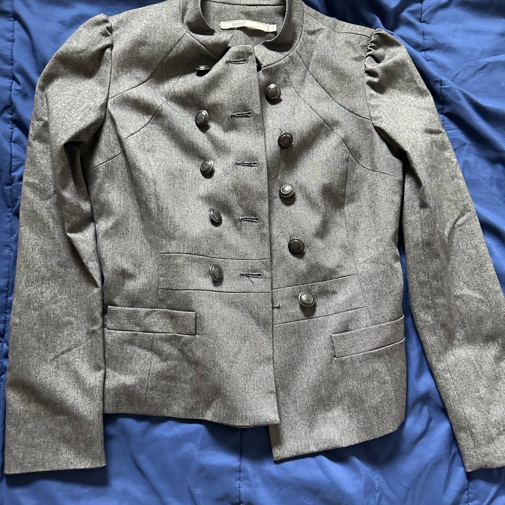 Mint Charcoal Double-Breasted Women's Blazer
